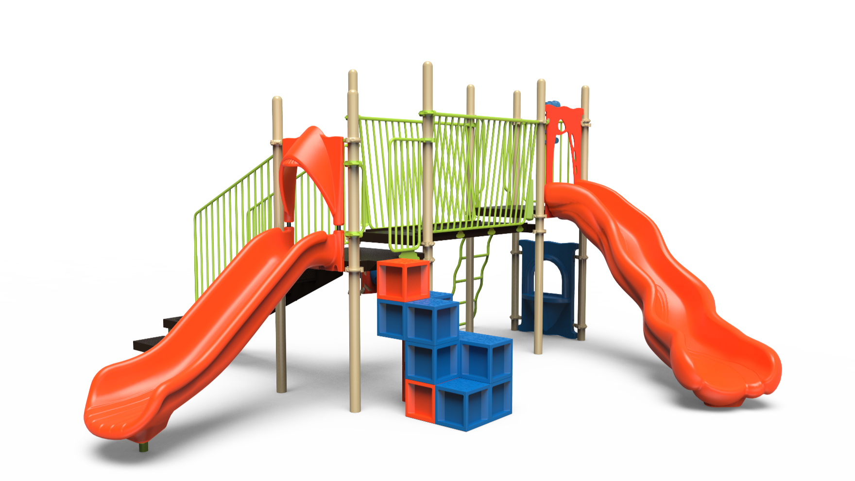 Image of the Central playground (SKU 350-2066) with slides and climbers for children.