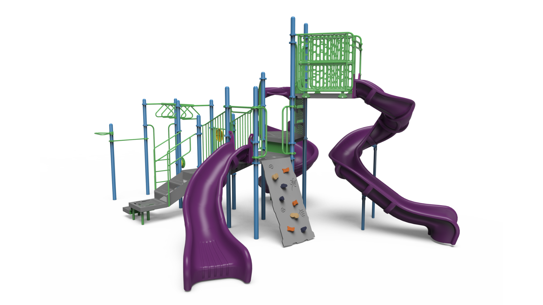 Image of the 350-2175 school-age playground set with various play elements.