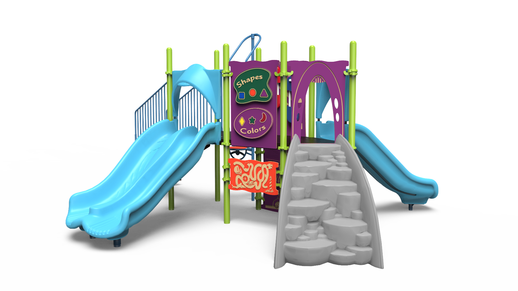 Challengers playground 350-2235 early – A colorful Challengers playground 350-2235 designed for early childhood, featuring slides and climbing areas.