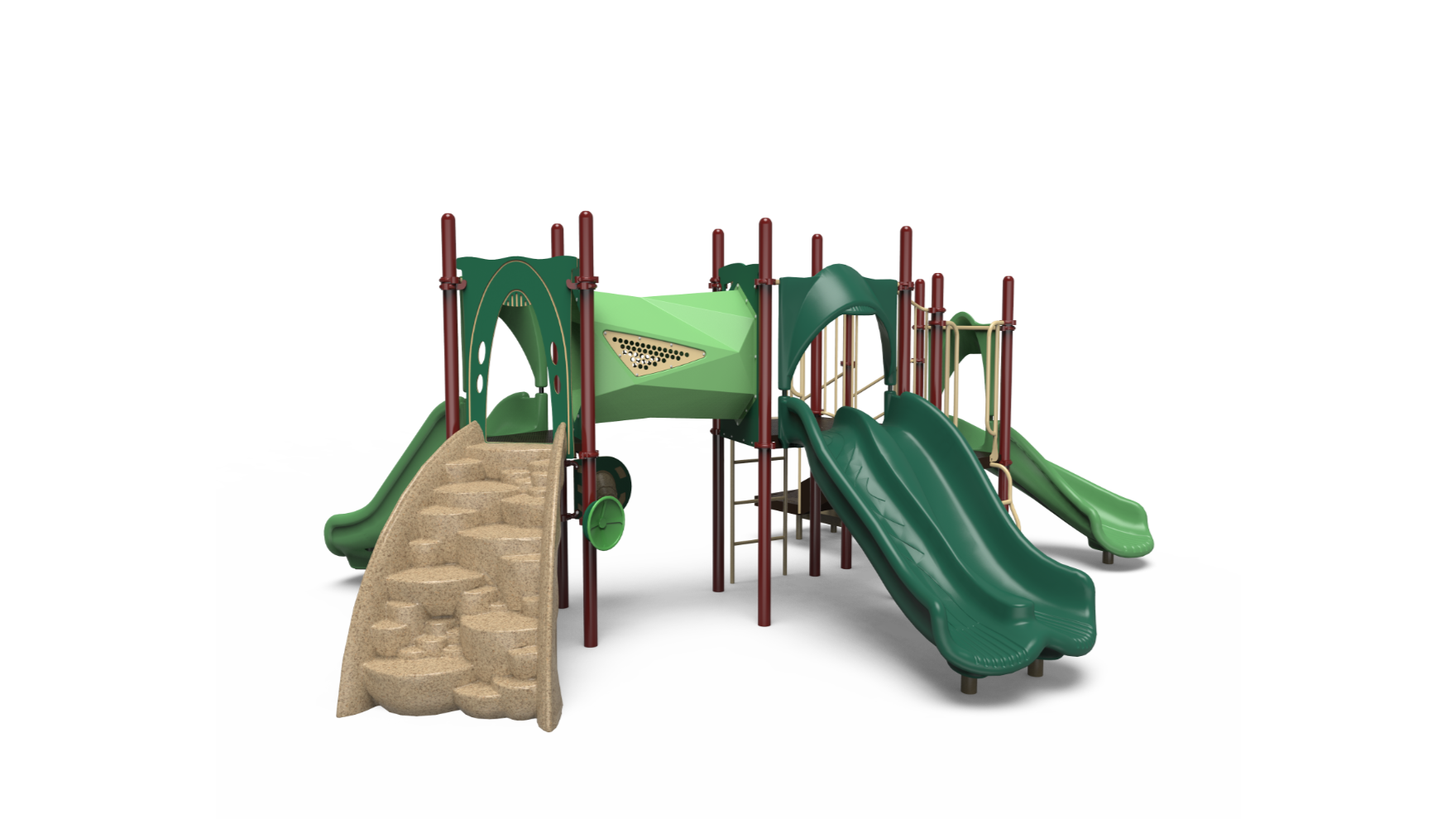 Challengers playground 350-2238 early structure with slides and climbing elements