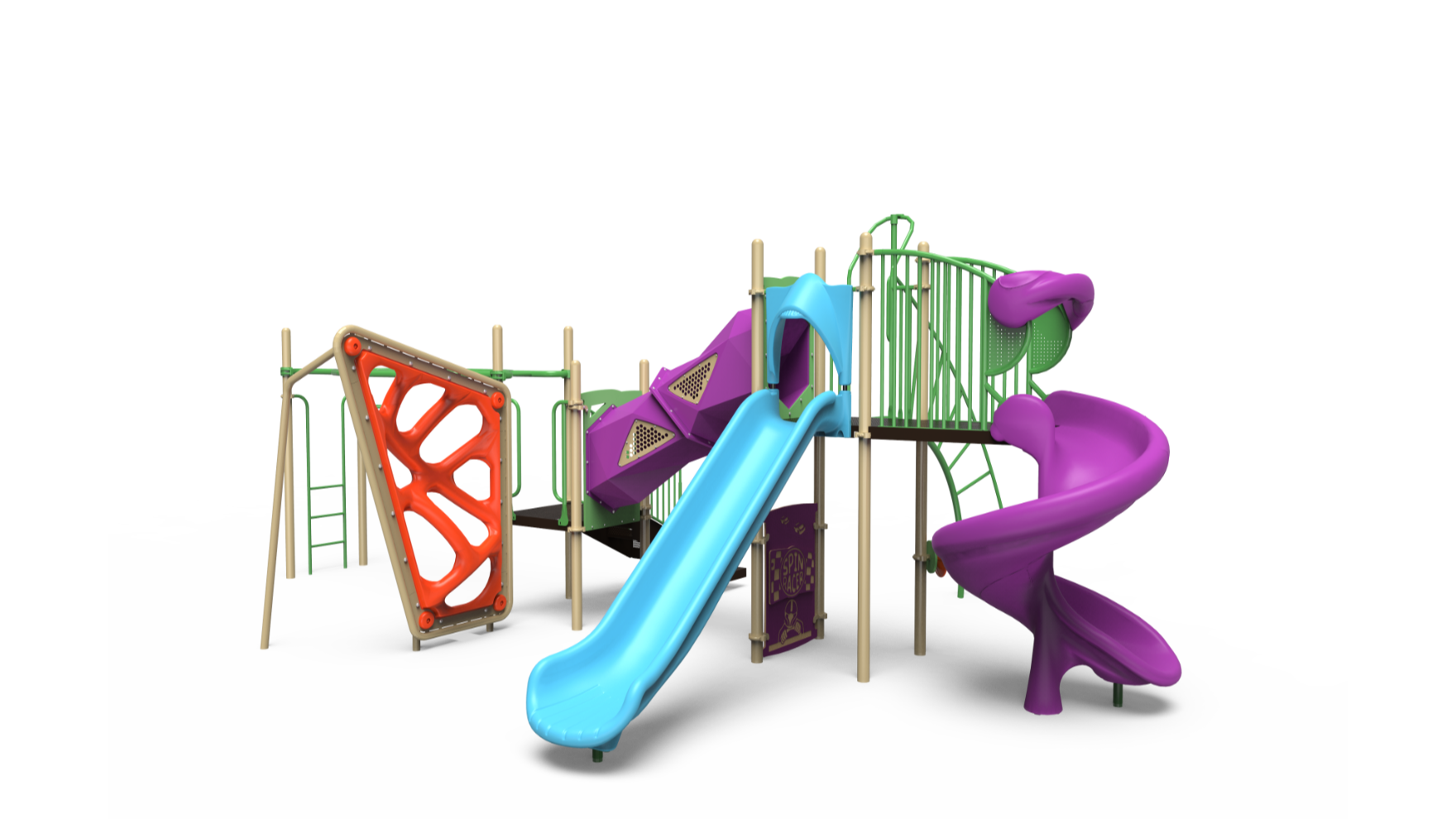 A vibrant image of the Challengers playground 350-2247 set, designed for school-age children.
