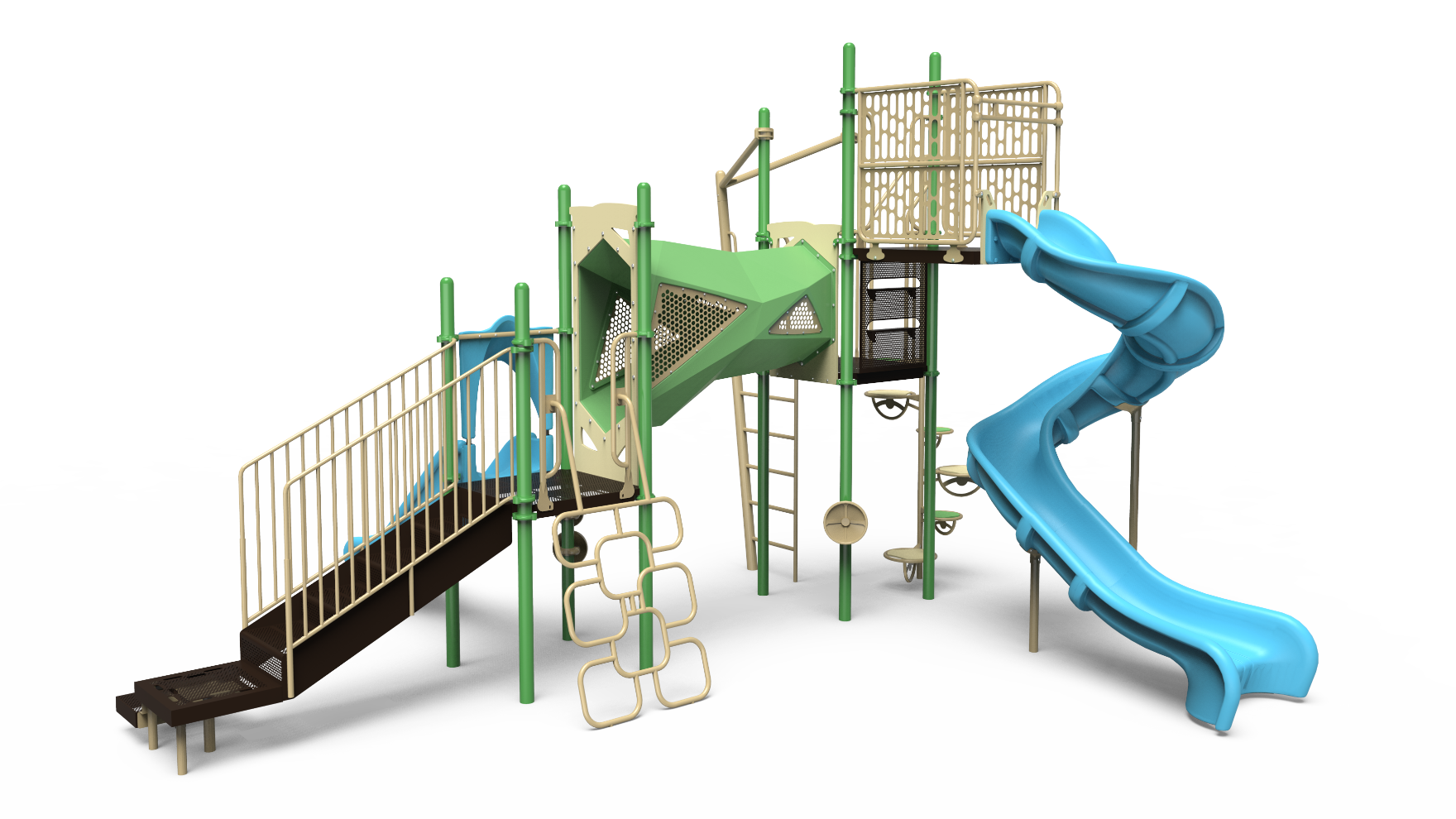 challengers playground 350-2341 early – Image of the Challengers playground 350-2341 system, suitable for early childhood and school-age children.