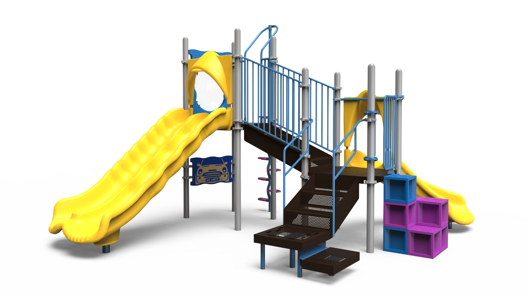challengers playground 350-2539 early – A vibrant early childhood playground, model 350-2539, with slides and activity panels.