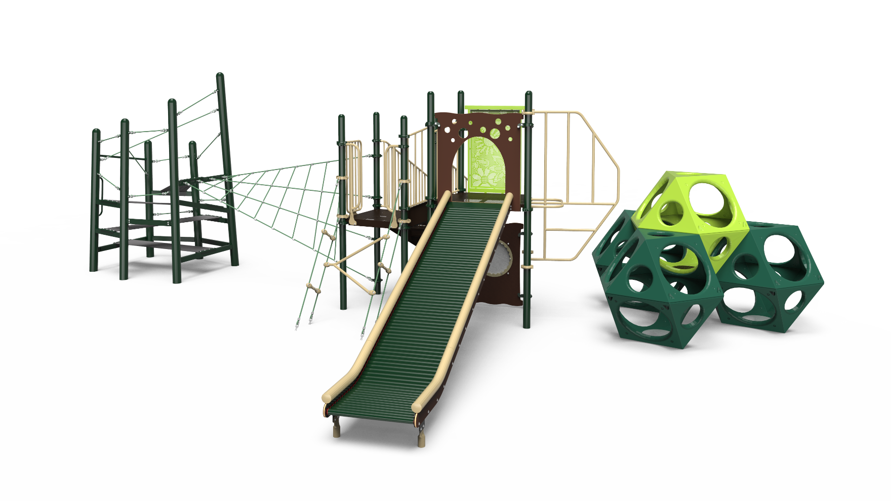 Mettle Marsh school-age playground set with slides and climbing features.