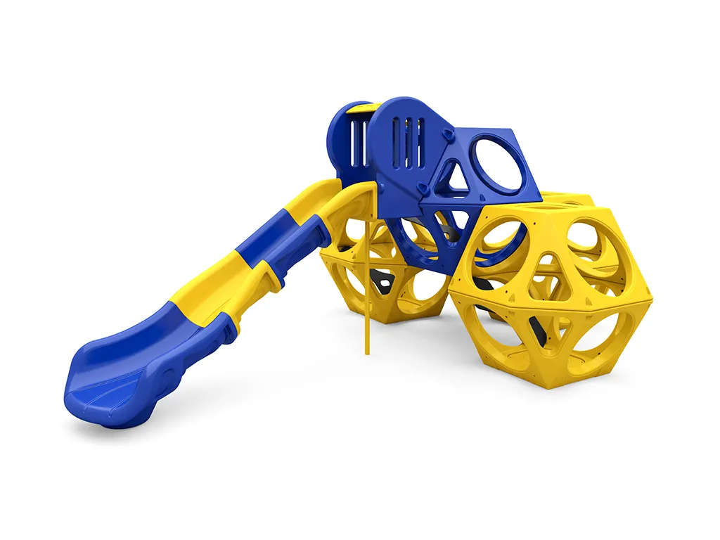 skqube playground climber with climbers – A vibrant Skqube playground climber with integrated slide and climbers, designed for children's active play.