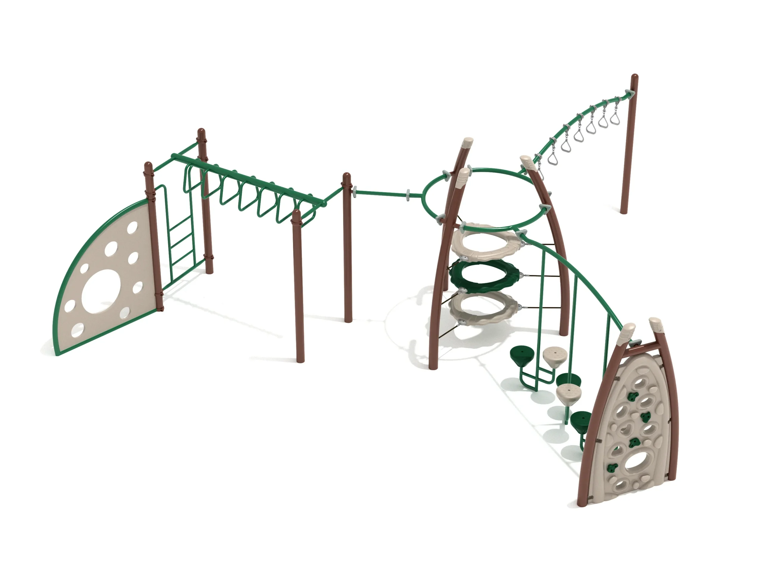 Children laughing on a vibrant Beach Plum commercial playground system with climbing features.