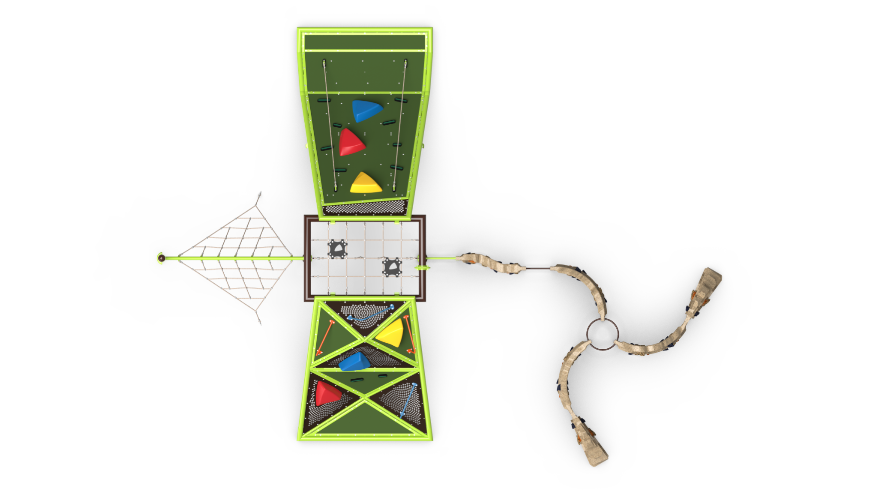A vibrant outdoor hill-2600 playground set for school-age children, featuring slides and climbing elements.