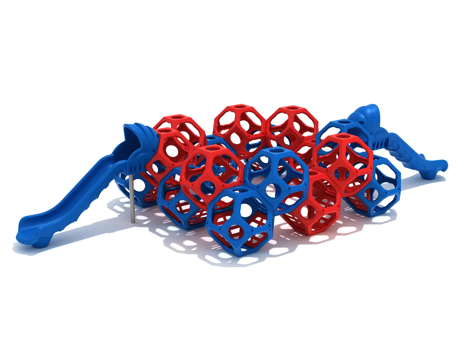 Marjories Majesty Playground Climber Climbing - A vibrant, large playground climber with integrated slides, designed for commercial use and children aged 5-12.