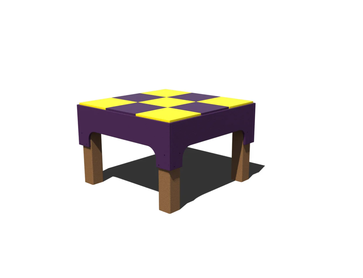 A colorful storage and activity table with cubbies for children's toys and play materials.