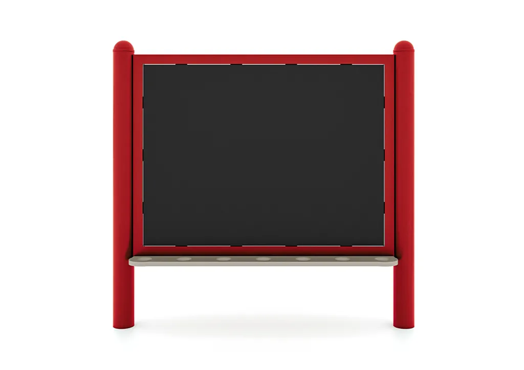 A wise blackboard playground activity freestanding panel in an outdoor setting, ready for children's drawings.