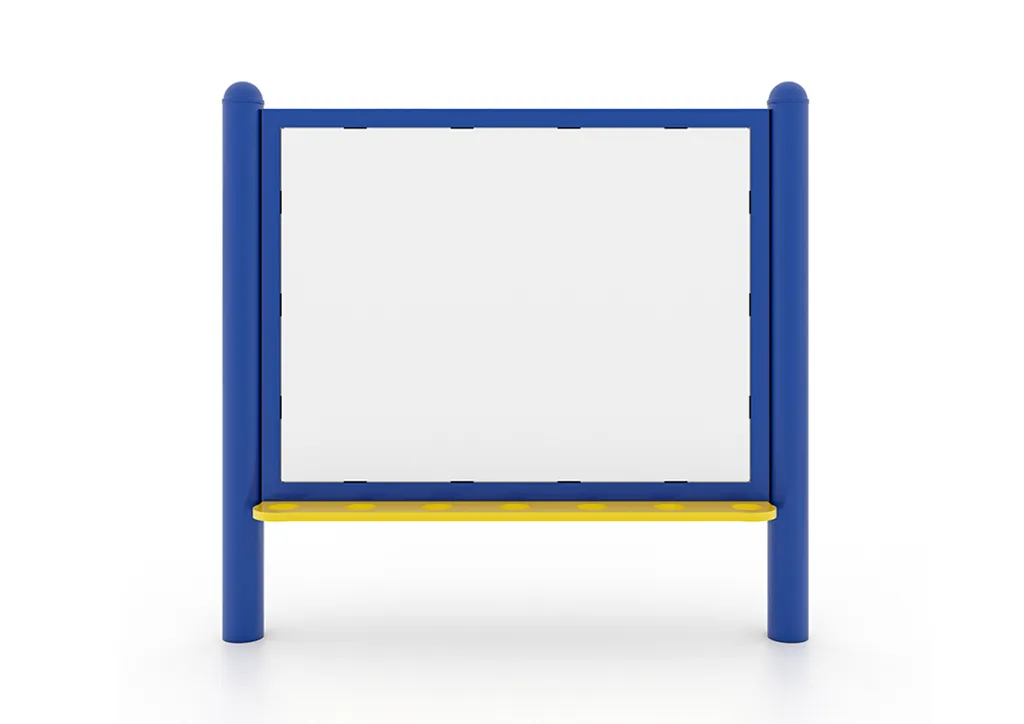 wise white board playground freestanding – A freestanding wise white board playground activity panel in an outdoor play area, ready for children to draw and learn.