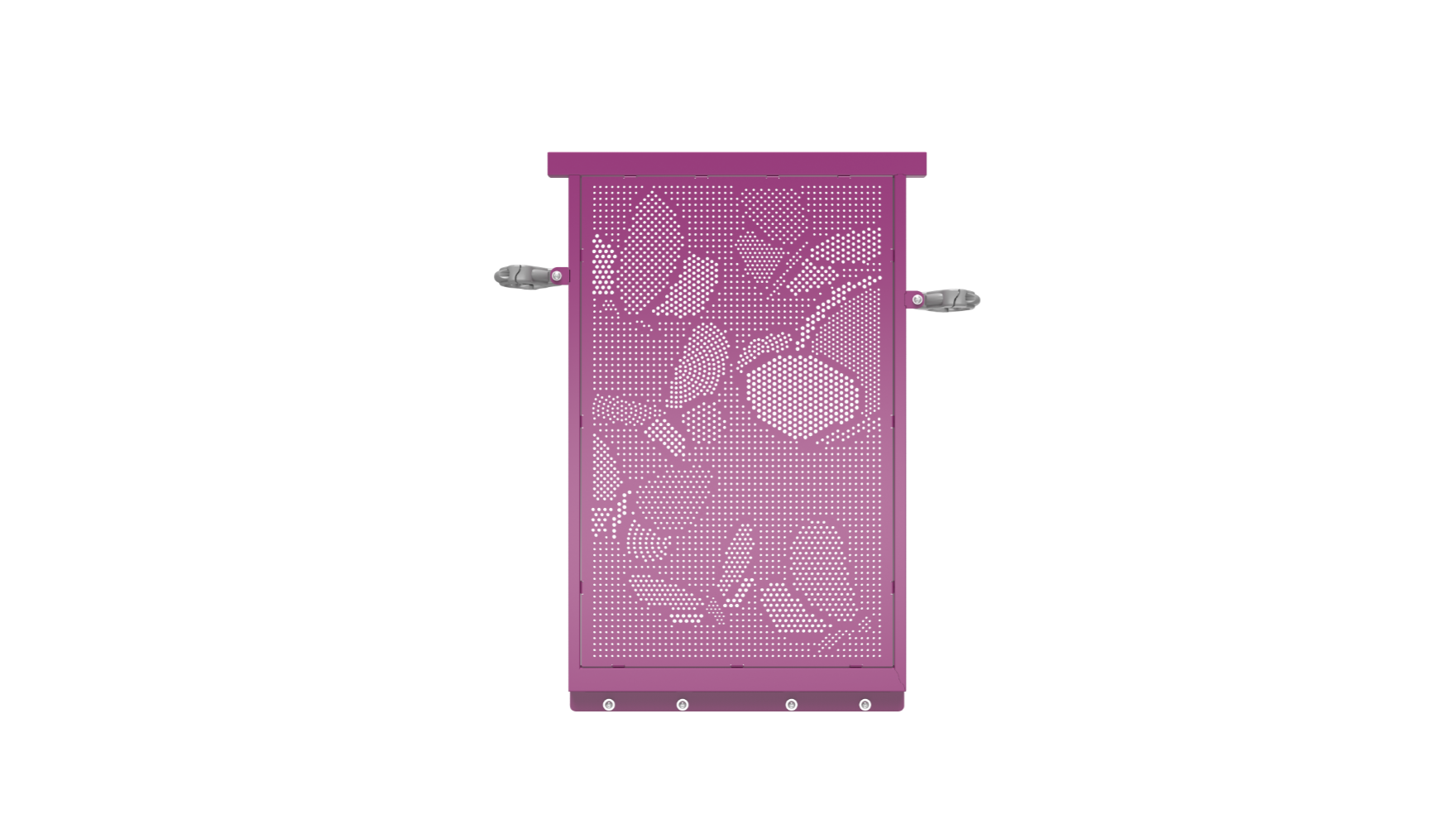A durable steel butterfly panel with a unique perforated design for a playground.