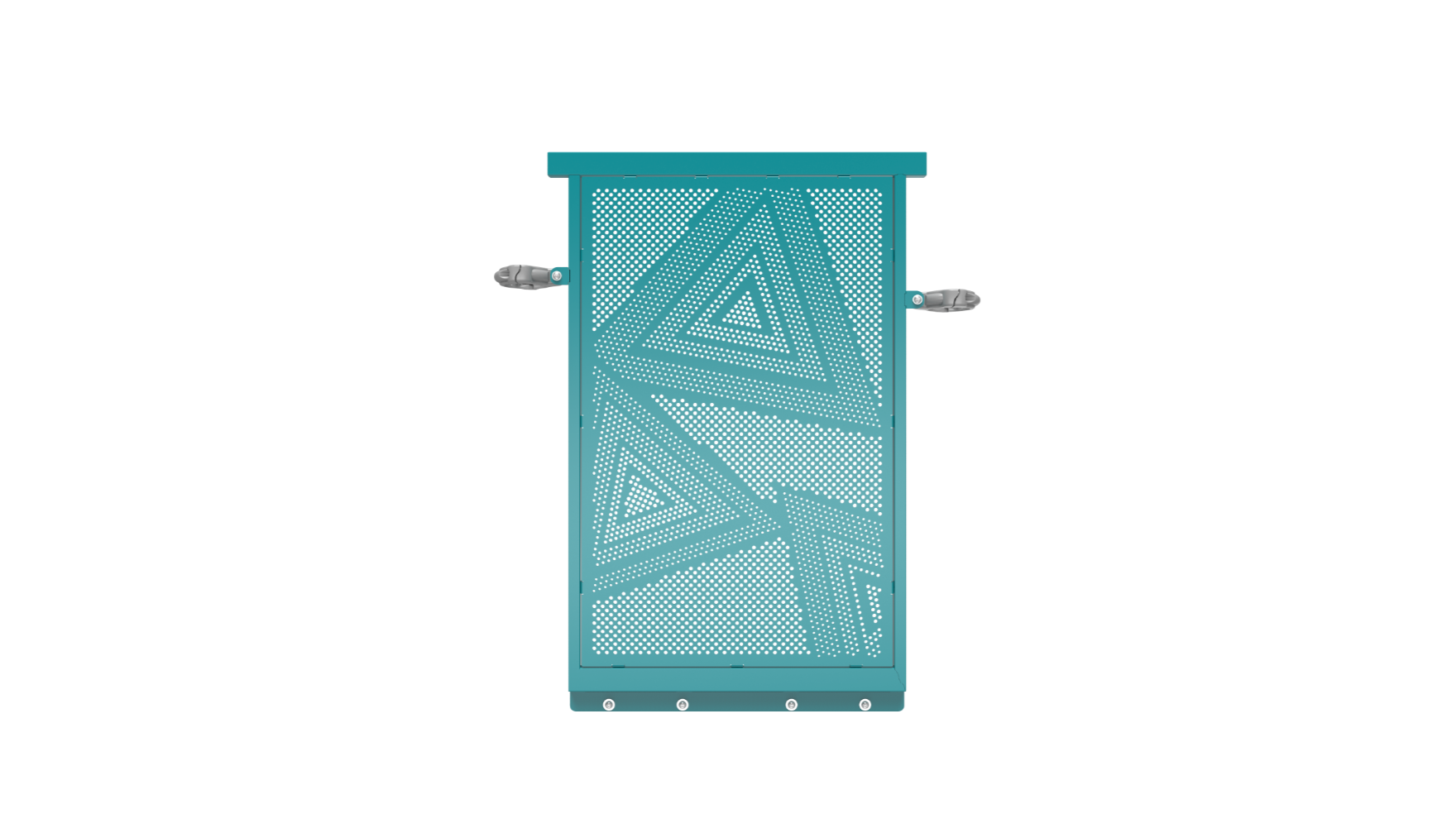 triangles panel school-age – A close-up view of a perforated steel triangles panel on a playground structure, ideal for school-age children.
