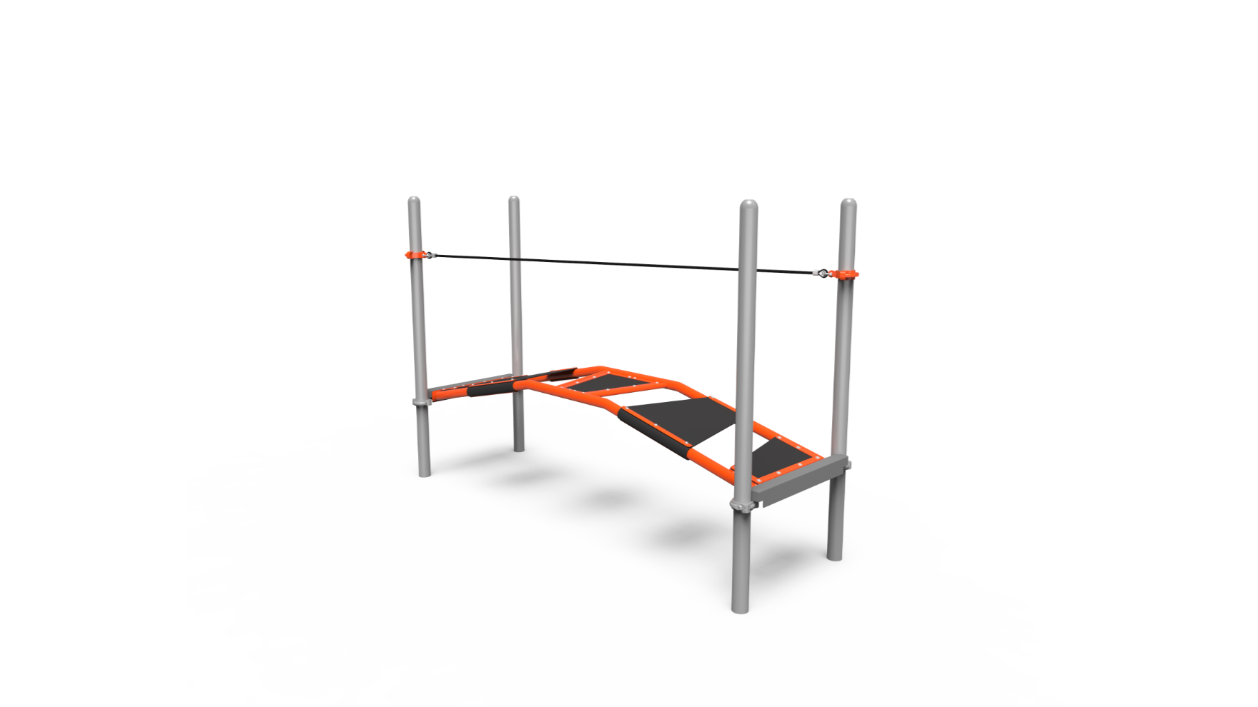 flex step crossing school-age – Flex Step Crossing playground component with flextread panels and ropes for school-age children.