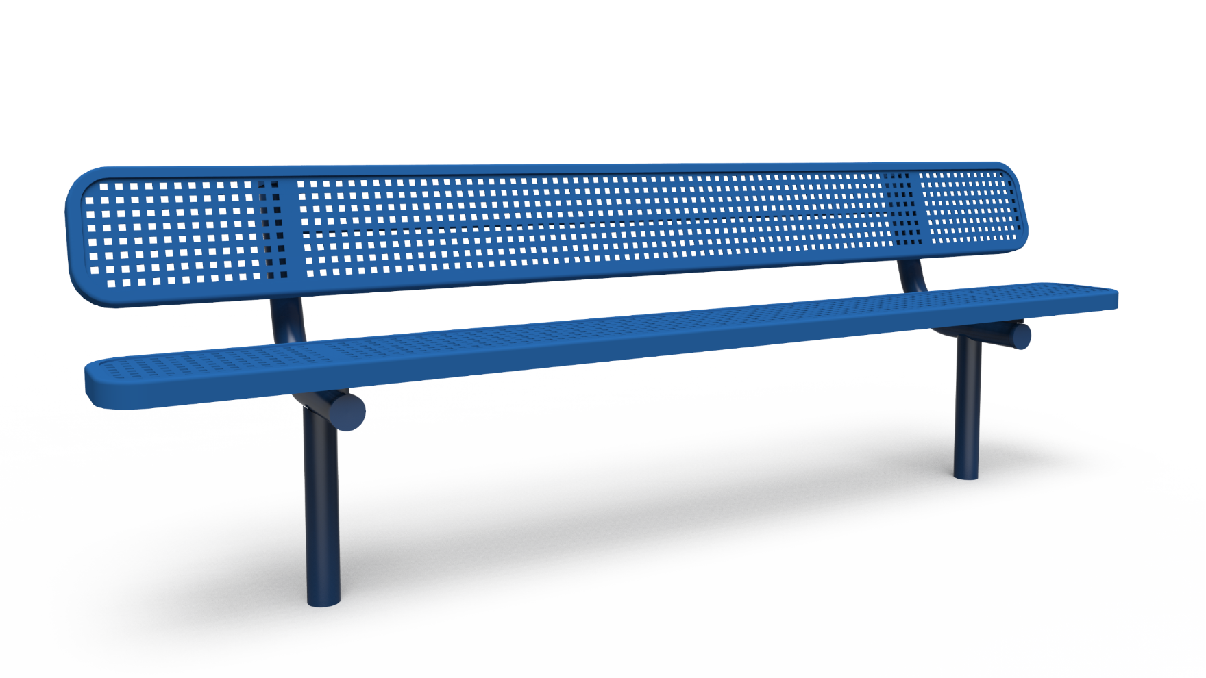 Perforated Bench w Back 8' In-Ground for public spaces