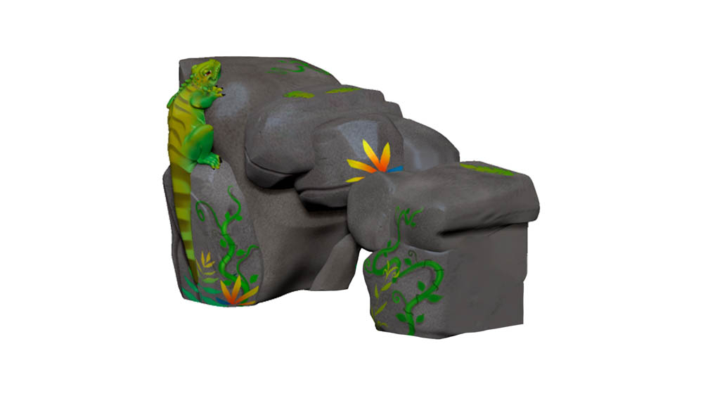A vibrant jungle rock link playground component, designed for children's imaginative play.