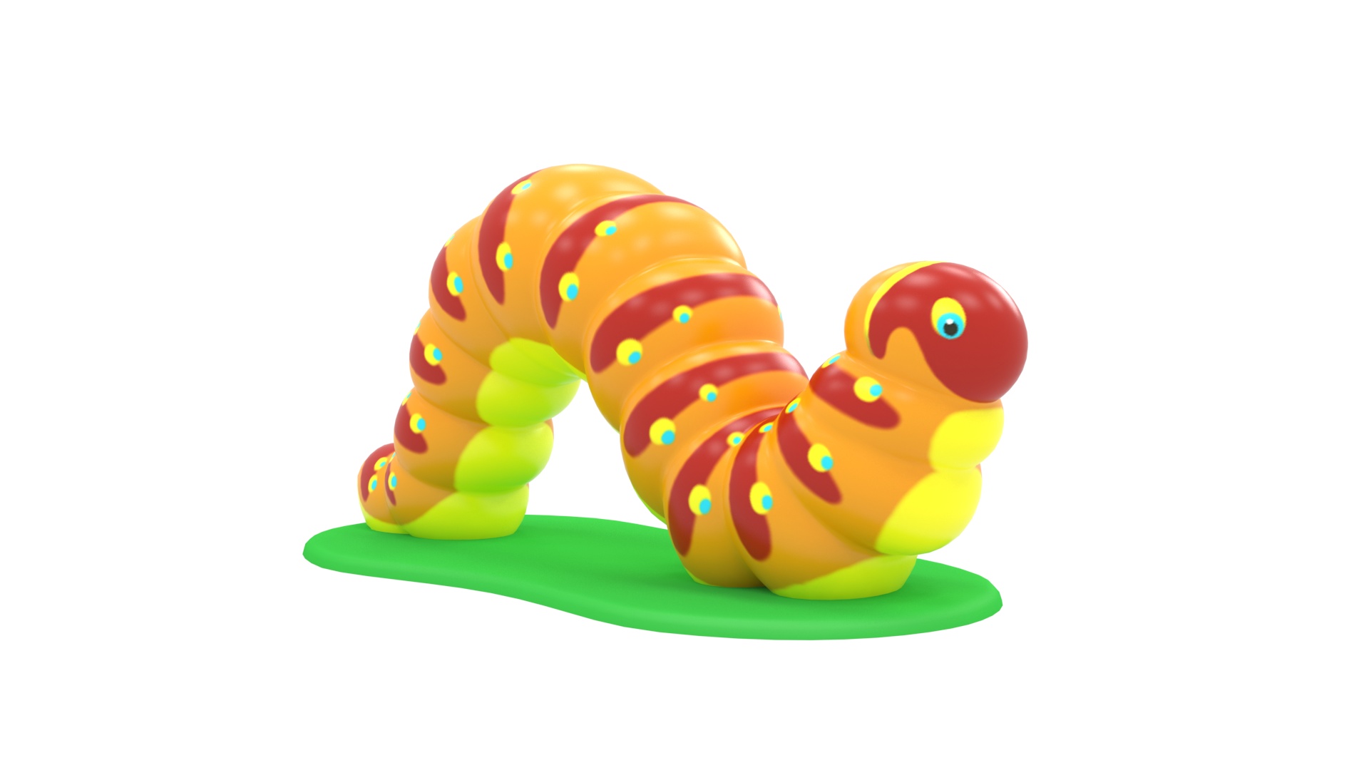 A green inchworm climber on a playground, perfect for kids aged 2-12.