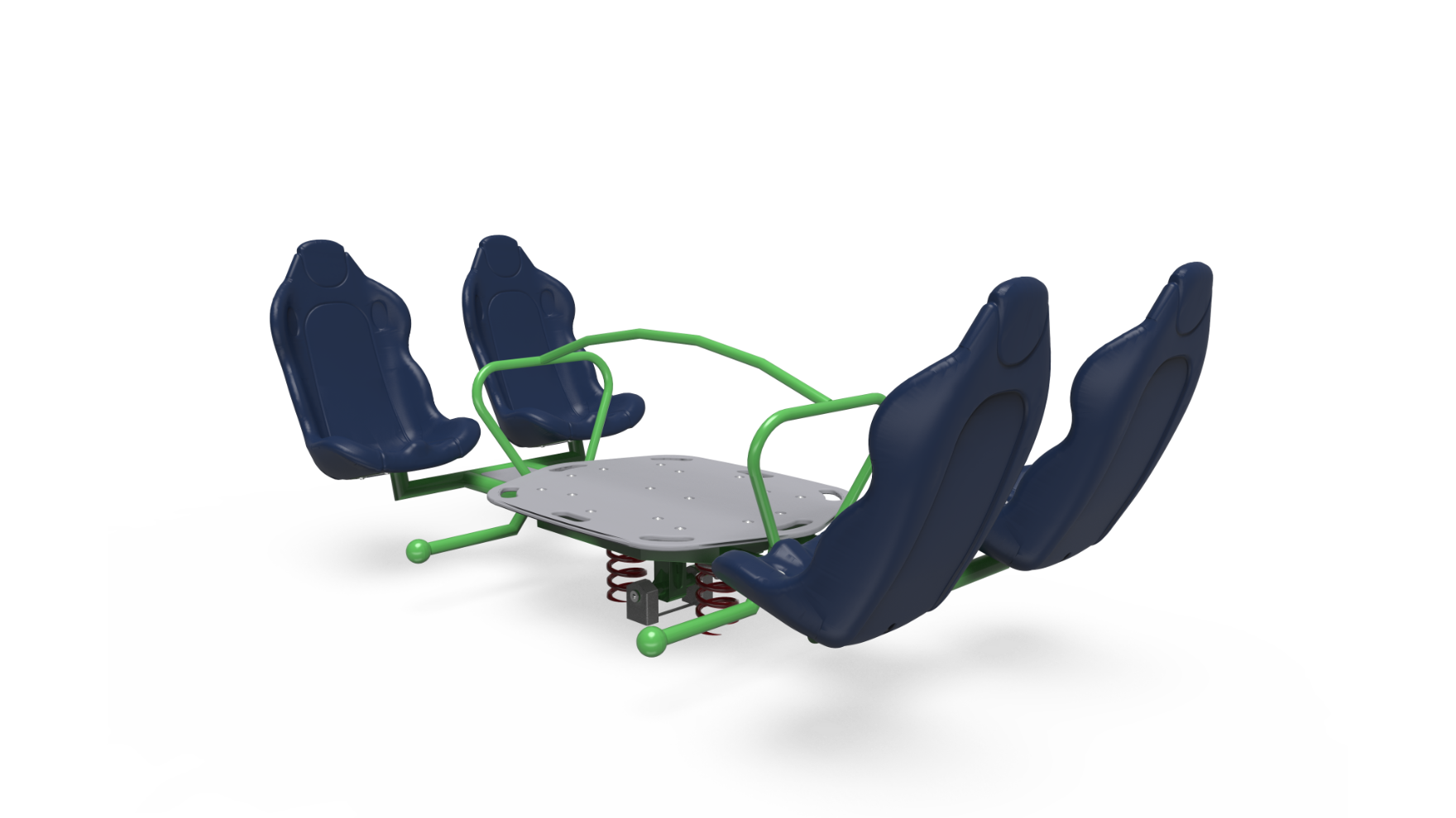 Colorful accessible seesaw early with transfer seats, promoting inclusive play for all abilities.
