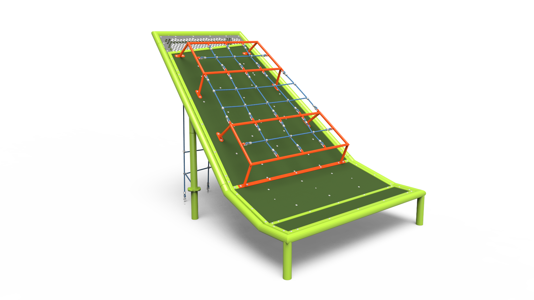 Kids climbing on the Agility Trail school-age playground equipment