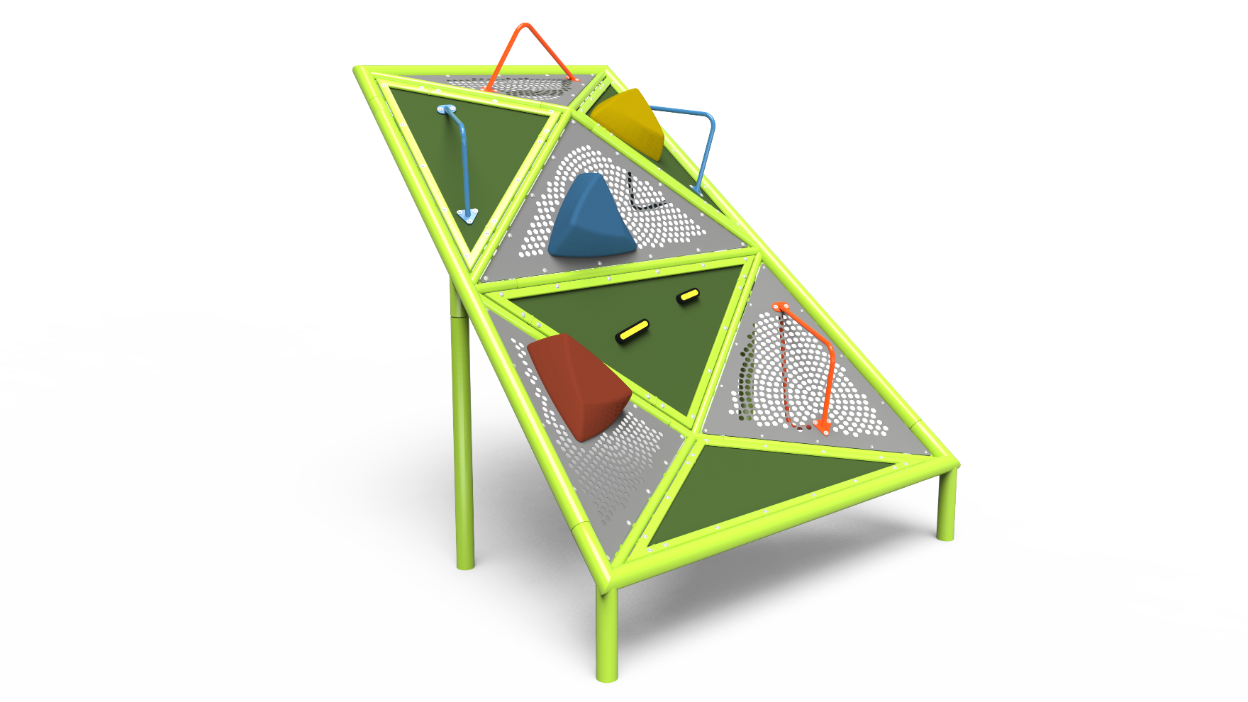 The Ridge Trail playground climber with varied grips for kids.