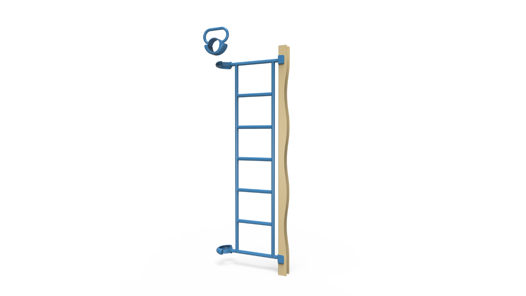 An 84-inch straight ladder duo hub rockblocks link connecting two playground structures.