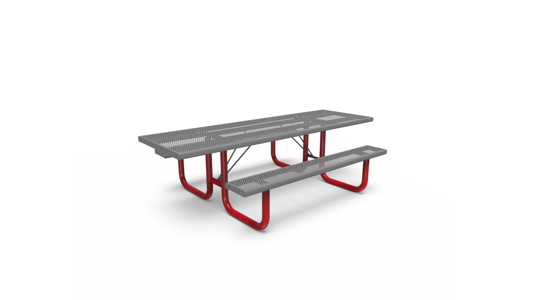 8 accessible picnic table with perforated top and steel frame