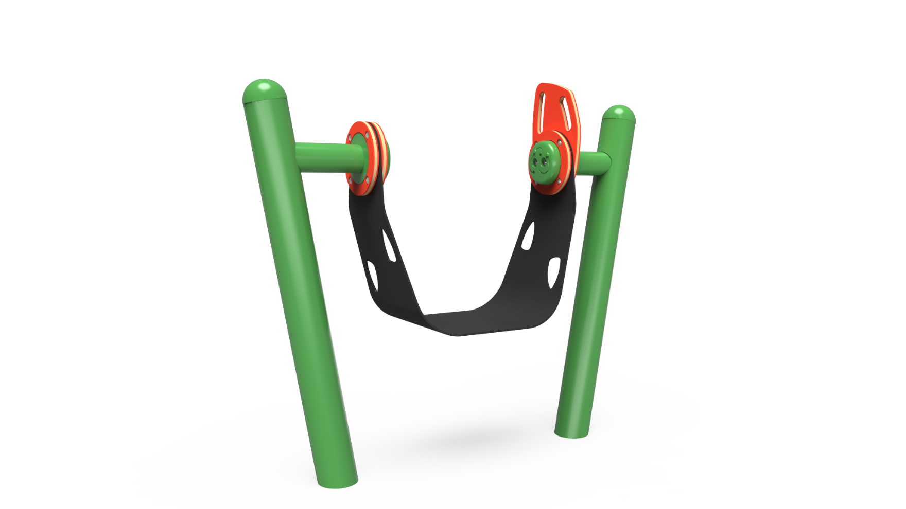 FlexRider™ sling school-age playground equipment for solo use, featuring contoured flextread and steel posts.