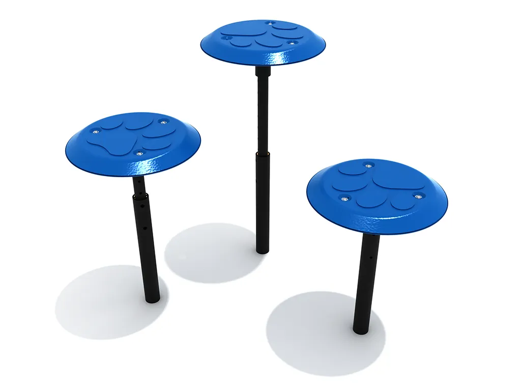 Paw print step dog agility equipment in a park setting.